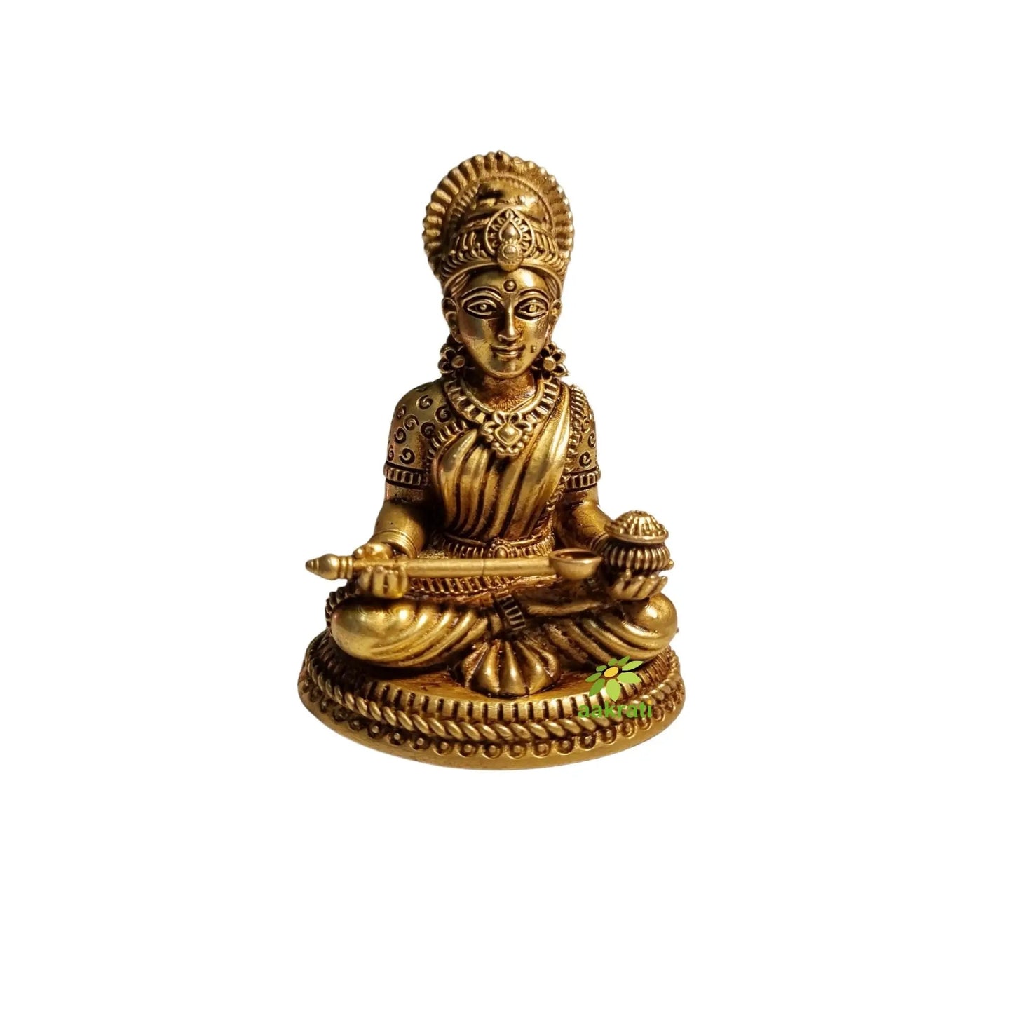 Brass Annapurna Idol for Puja Room | Brass Maa Annapurna Murti for Home Temple | Spiritual Idol for Daily Pooja (Yellow, 2.5 Inch)