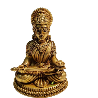 Pure Brass Goddess Annapurna Idol for Temple | Devi Murti for Home Puja & Mandir Decor | Religious Statue for Kitchen & Mandir (Yellow, 3 Inch)