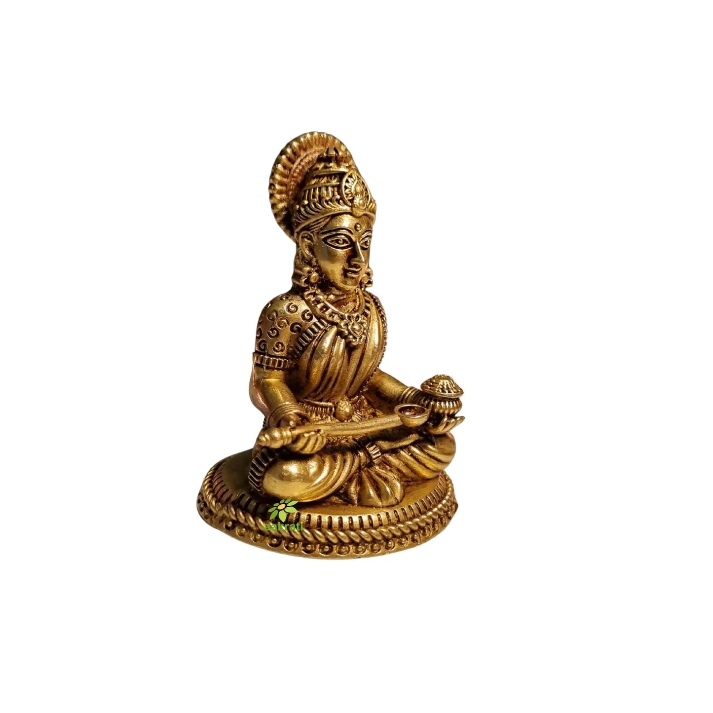 Pure Brass Goddess Annapurna Idol for Temple | Devi Murti for Home Puja & Mandir Decor | Religious Statue for Kitchen & Mandir (Yellow, 3 Inch)