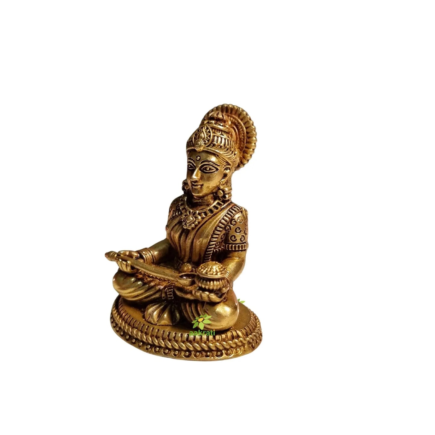 Pure Brass Goddess Annapurna Idol for Temple | Devi Murti for Home Puja & Mandir Decor | Religious Statue for Kitchen & Mandir (Yellow, 3 Inch)
