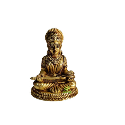 Pure Brass Goddess Annapurna Idol for Temple | Devi Murti for Home Puja & Mandir Decor | Religious Statue for Kitchen & Mandir (Yellow, 3 Inch)