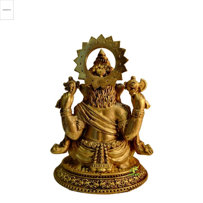 Handcrafted Brass Ganesh Idol | Antique Finish Ganesha Statue for Home Decor & Pooja | Brass Lord Ganesha Idol (Yellow, 3 Inch)