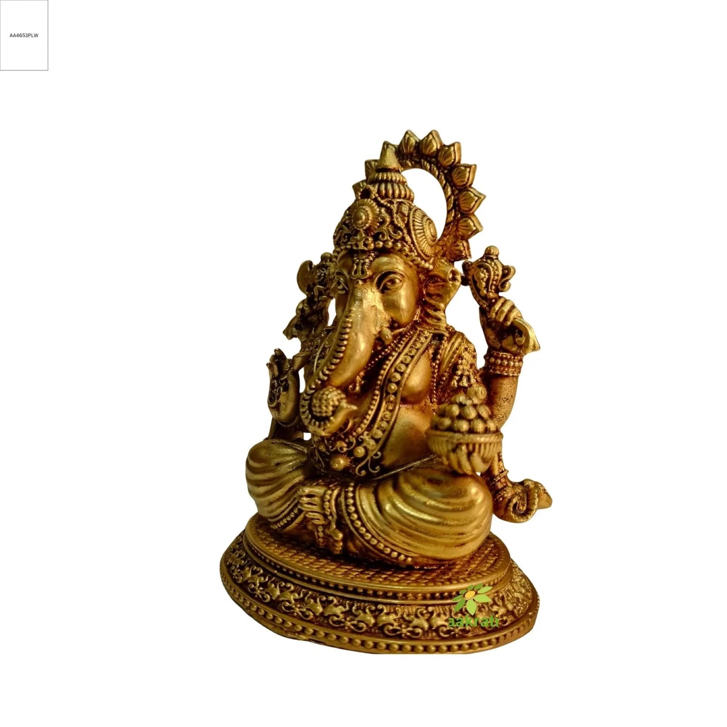 Handcrafted Brass Ganesh Idol | Antique Finish Ganesha Statue for Home Decor & Pooja | Brass Lord Ganesha Idol (Yellow, 3 Inch)