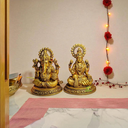 Traditional Brass Combo – Laxmi Ganesh, Hanuman Ji & Hawan Spoon | Pooja Essentials Gift Set for Home Temple | Gift Hamper