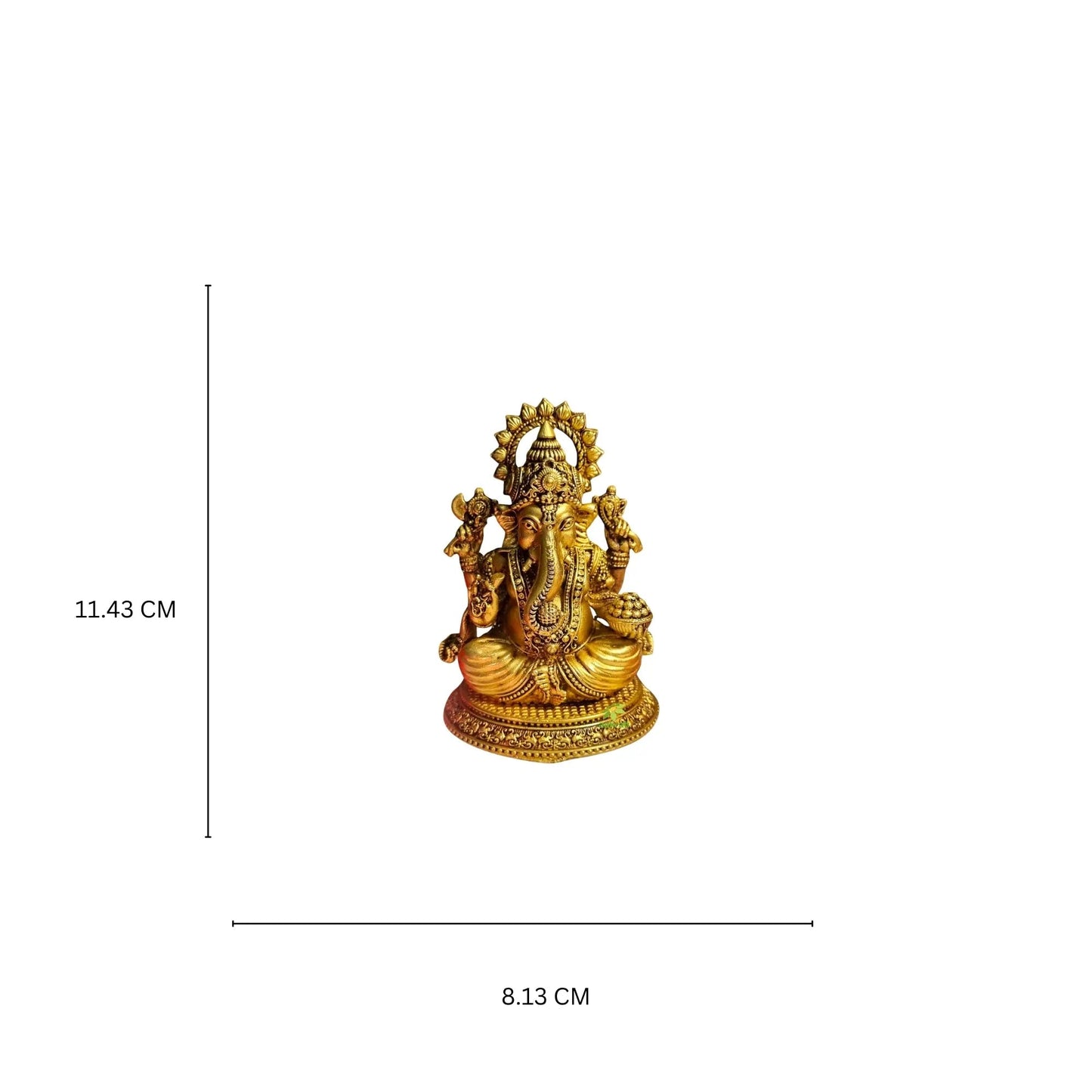 Decorative Brass Ganapati Statue | Ethnic Hindu God Figurine for Diwali & Daily Pooja | Brass Vinayaka Idol (Yellow, 4.5 Inch)