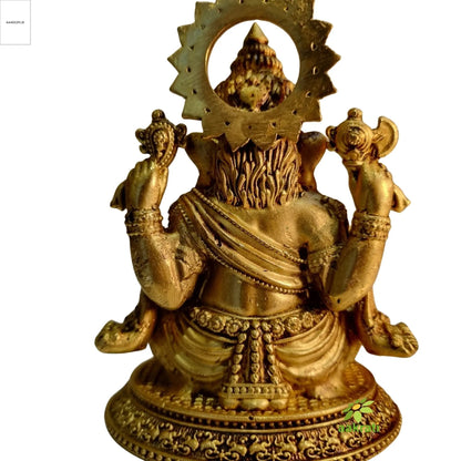 Decorative Brass Ganapati Statue | Ethnic Hindu God Figurine for Diwali & Daily Pooja | Brass Vinayaka Idol (Yellow, 4.5 Inch)