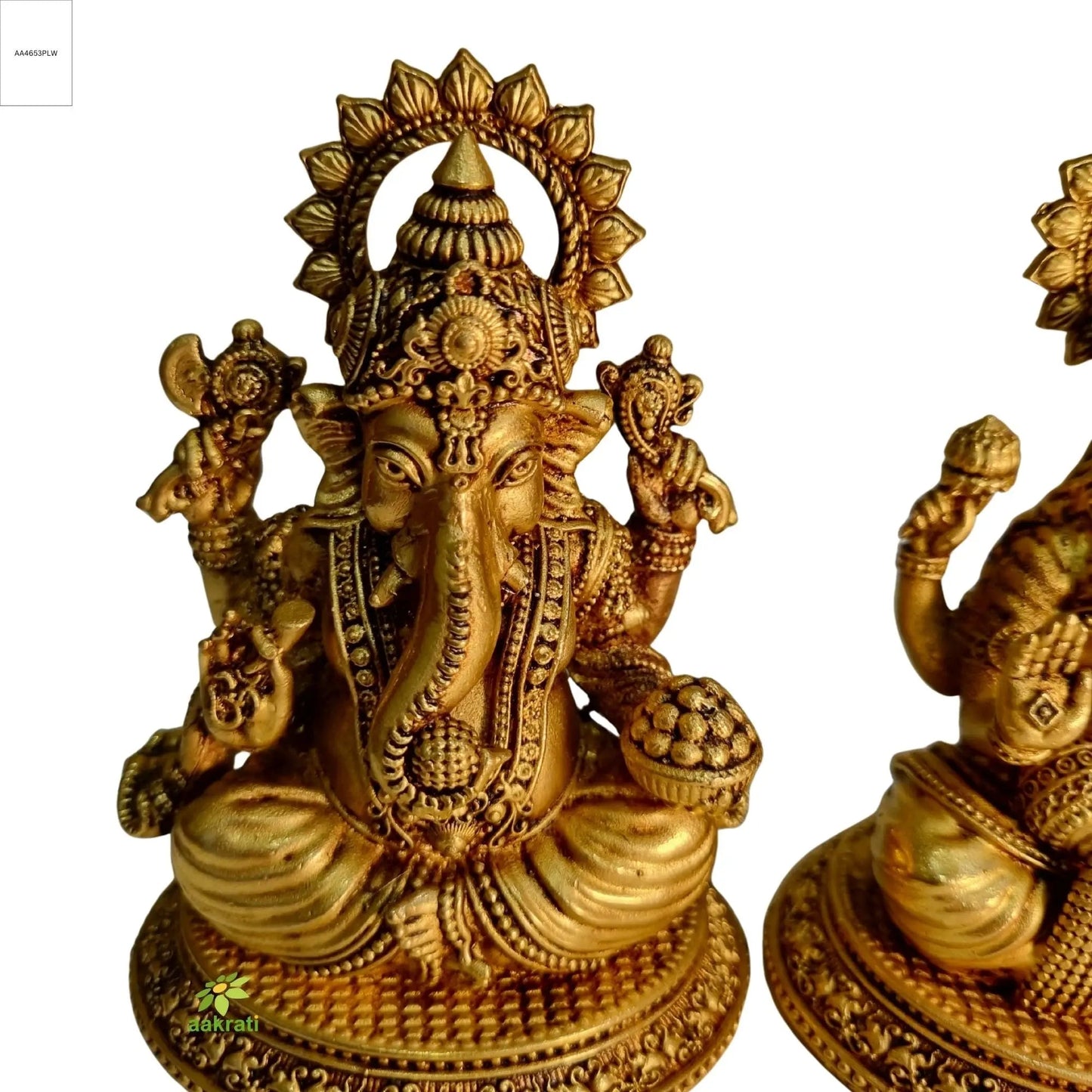 Light Weighted Lakshmi Ganesh Brass Idol Set | Temple Decor Statue for Daily Worship & Festivities | Temple Decor Statue for Daily Worship & Festivities (Yellow, 4.5 Inch)