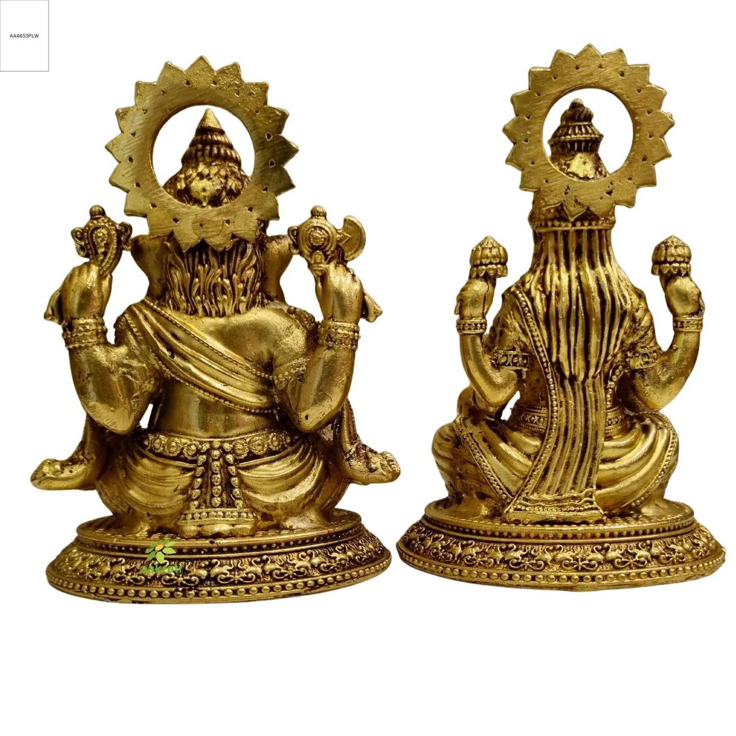 Light Weighted Lakshmi Ganesh Brass Idol Set | Temple Decor Statue for Daily Worship & Festivities | Temple Decor Statue for Daily Worship & Festivities (Yellow, 4.5 Inch)