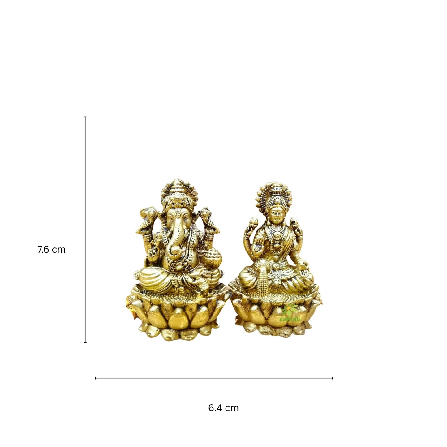 Light Weighted Lakshmi Ganesh Idol Set in Brass | Hindu Puja Murti for Home Temple & Gifting | Temple Statue for Diwali & Rituals (Yellow, 3 Inch)