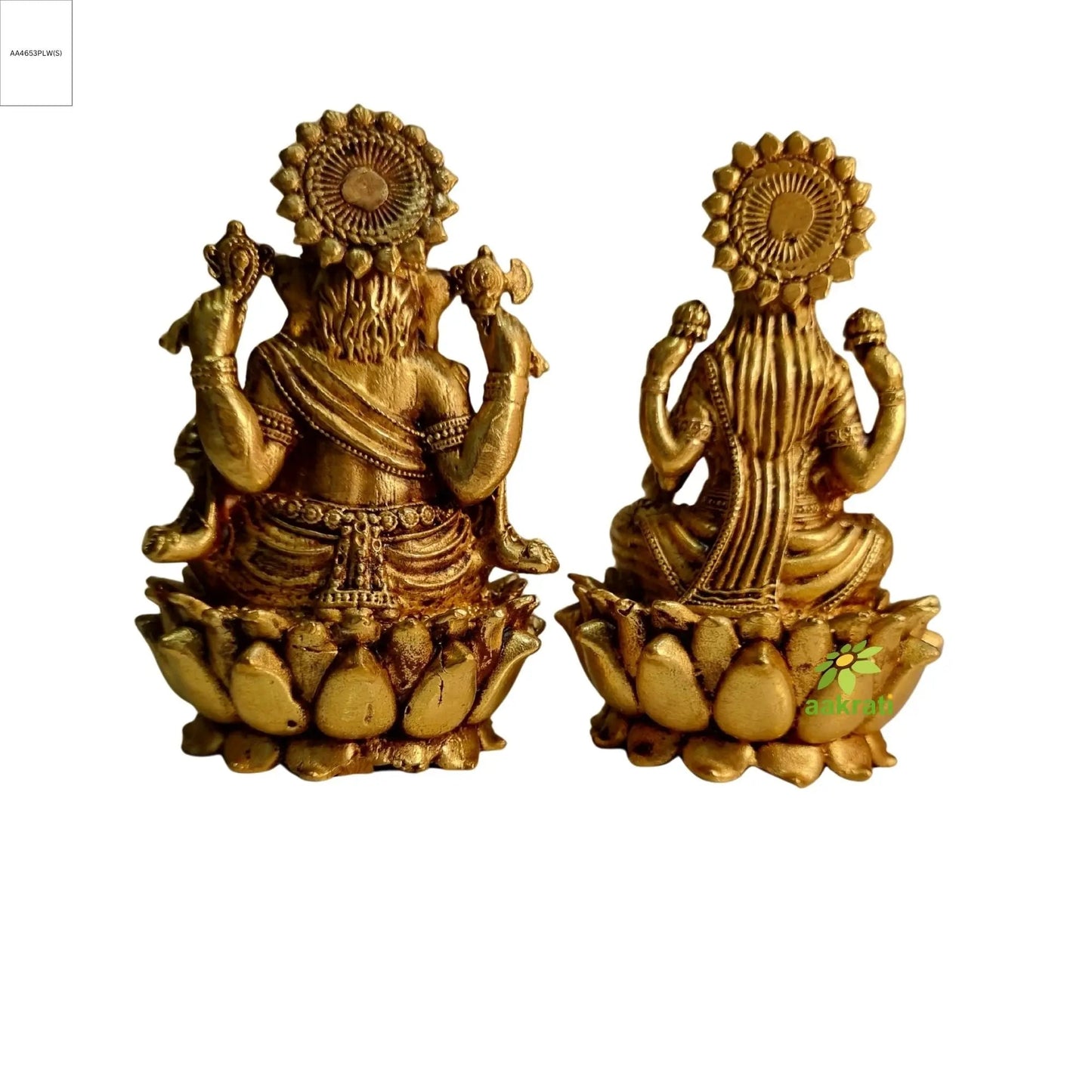 Light Weighted Lakshmi Ganesh Idol Set in Brass | Hindu Puja Murti for Home Temple & Gifting | Temple Statue for Diwali & Rituals (Yellow, 3 Inch)