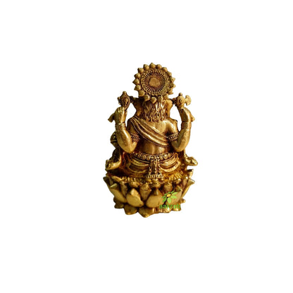 Decorative Brass Ganapati Statue | Ethnic Hindu God Figurine for Diwali & Daily Pooja | Light Weighted Ganesh (Yellow, 3 Inch)