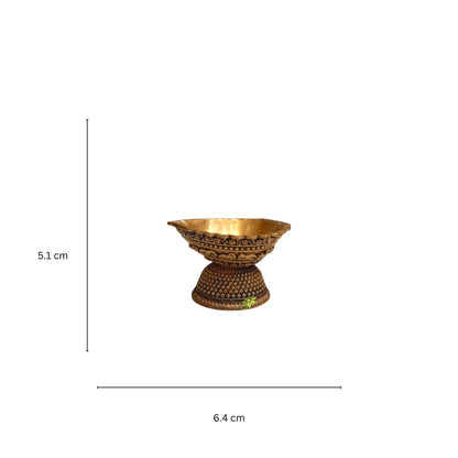 Brass Diya for Pooja and Home Decor | Traditional Oil Lamp for Temple & Festive Use | Handcrafted Deepak (Yellow, 2 Inch)