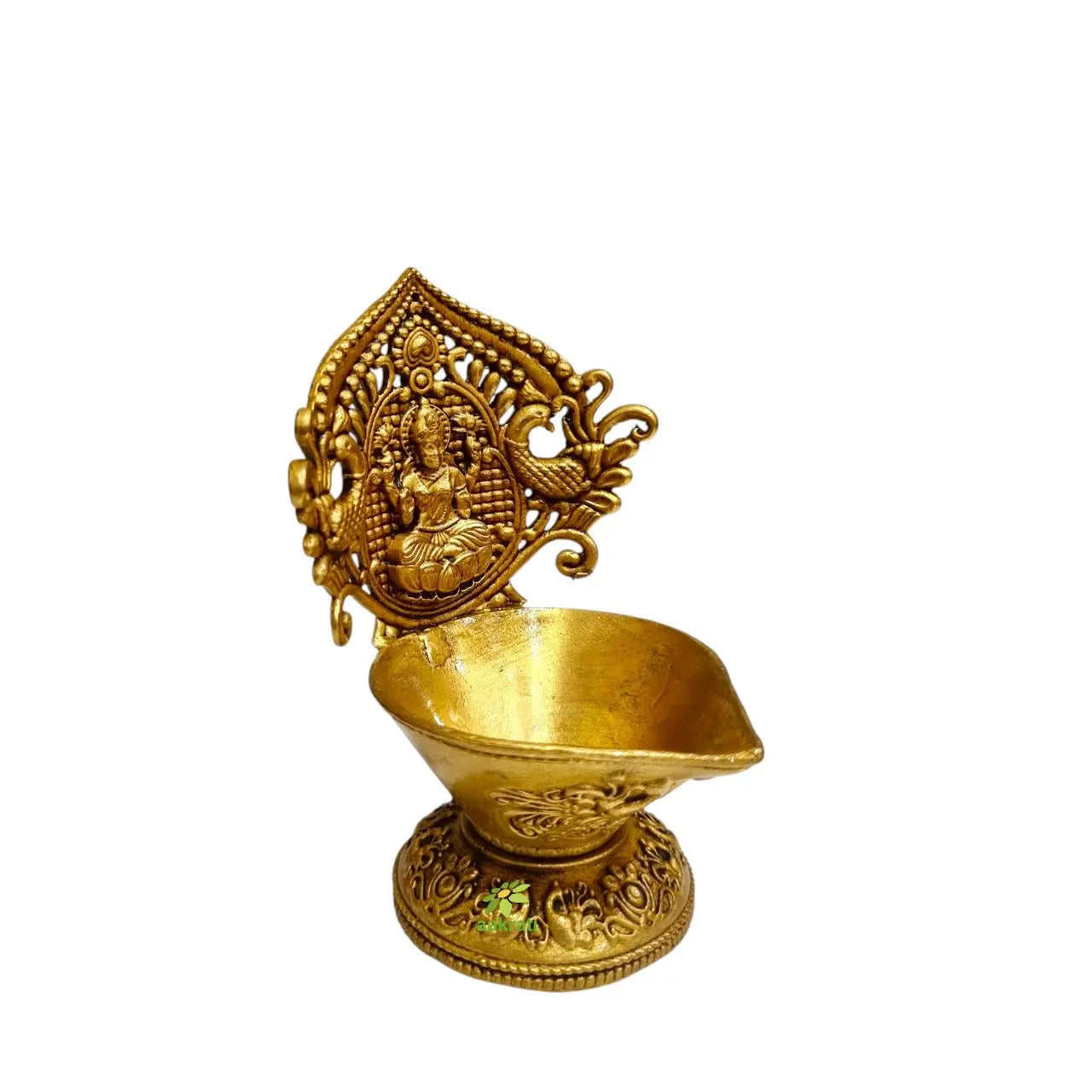 Brass Diya for Diwali, Pooja & Gifting | Elegant Oil Lamp for Hindu Religious Ceremonies | Brass Laxmi Diya (Yellow, 4.5 Inch)