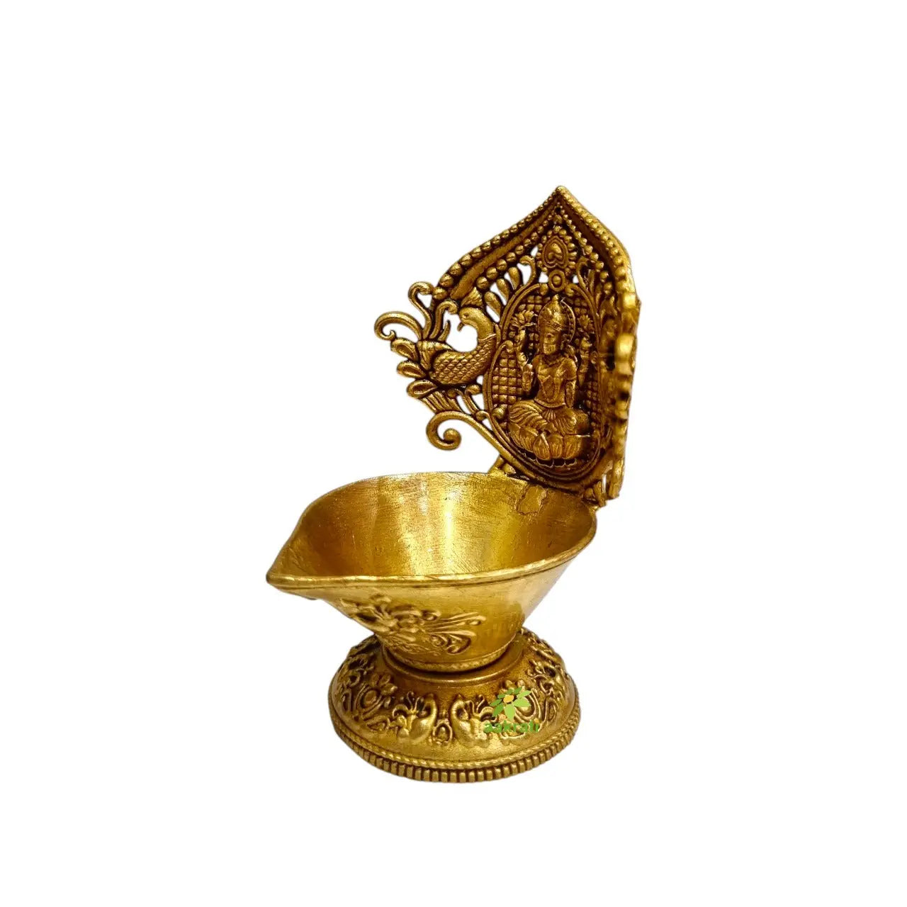 Brass Diya for Diwali, Pooja & Gifting | Elegant Oil Lamp for Hindu Religious Ceremonies | Brass Laxmi Diya (Yellow, 4.5 Inch)