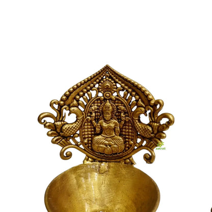 Brass Diya for Diwali, Pooja & Gifting | Elegant Oil Lamp for Hindu Religious Ceremonies | Brass Laxmi Diya (Yellow, 4.5 Inch)