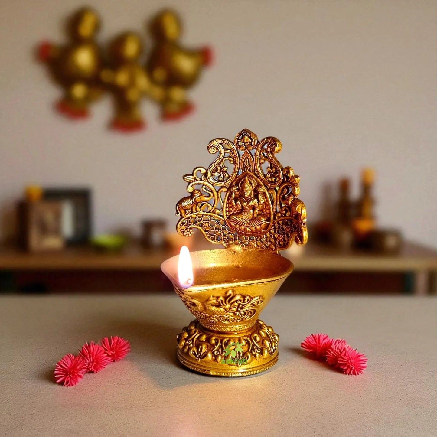 Brass Gift Set – Krishna Murti, Hawan Spoon & Diya Lamp | Ideal for Spiritual Decor, Daily Pooja & Festive Gifting | Gift Hamper