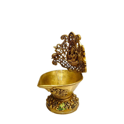 Brass Deepak for Aarti & Temple Use | Brass Laxmi Diya | Traditional Indian Diya Lamp for Spiritual Rituals & Gifting (Yellow, 4 Inch)