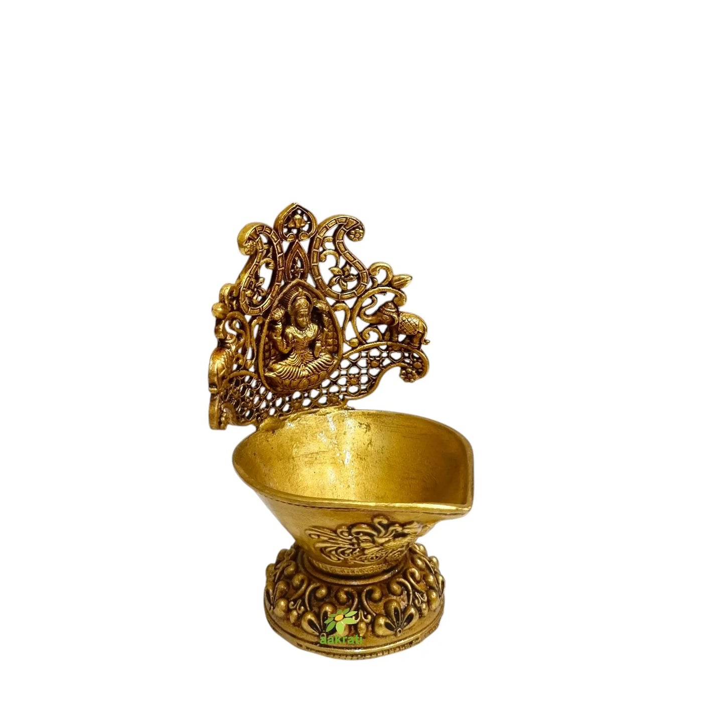 Brass Deepak for Aarti & Temple Use | Brass Laxmi Diya | Traditional Indian Diya Lamp for Spiritual Rituals & Gifting (Yellow, 4 Inch)