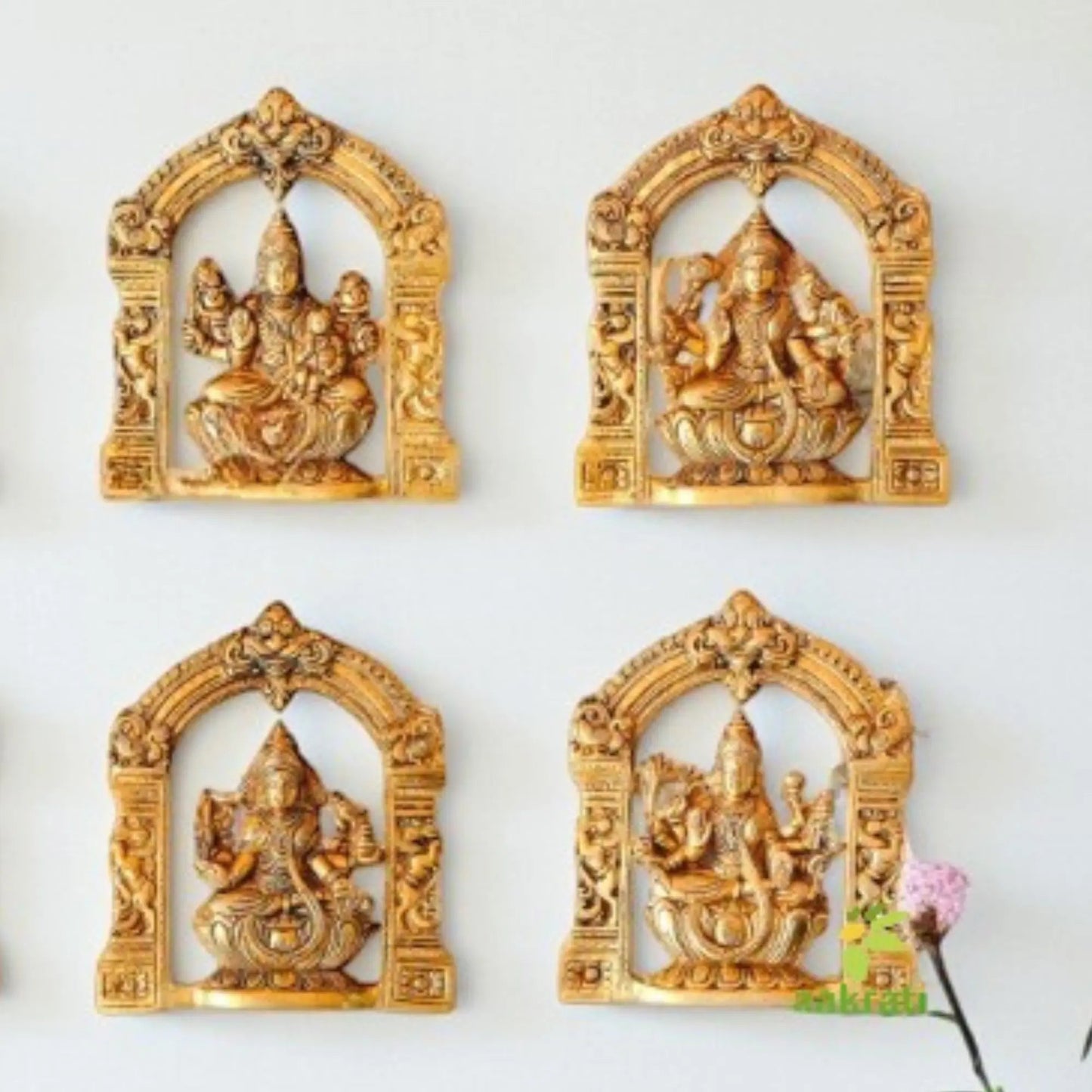 "Handcrafted Brass Ashtalakshmi Wall Hanging | "Pure Brass Ashtalakshmi Idol Wall Decor (Yellow 9 inch)