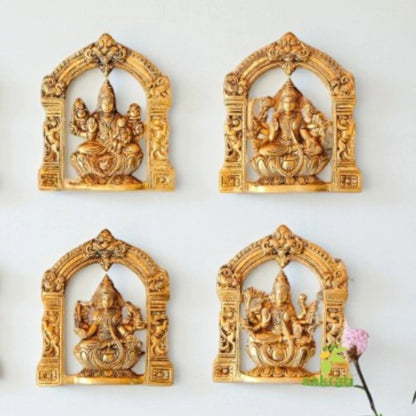 "Handcrafted Brass Ashtalakshmi Wall Hanging | "Pure Brass Ashtalakshmi Idol Wall Decor (Yellow 9 inch)