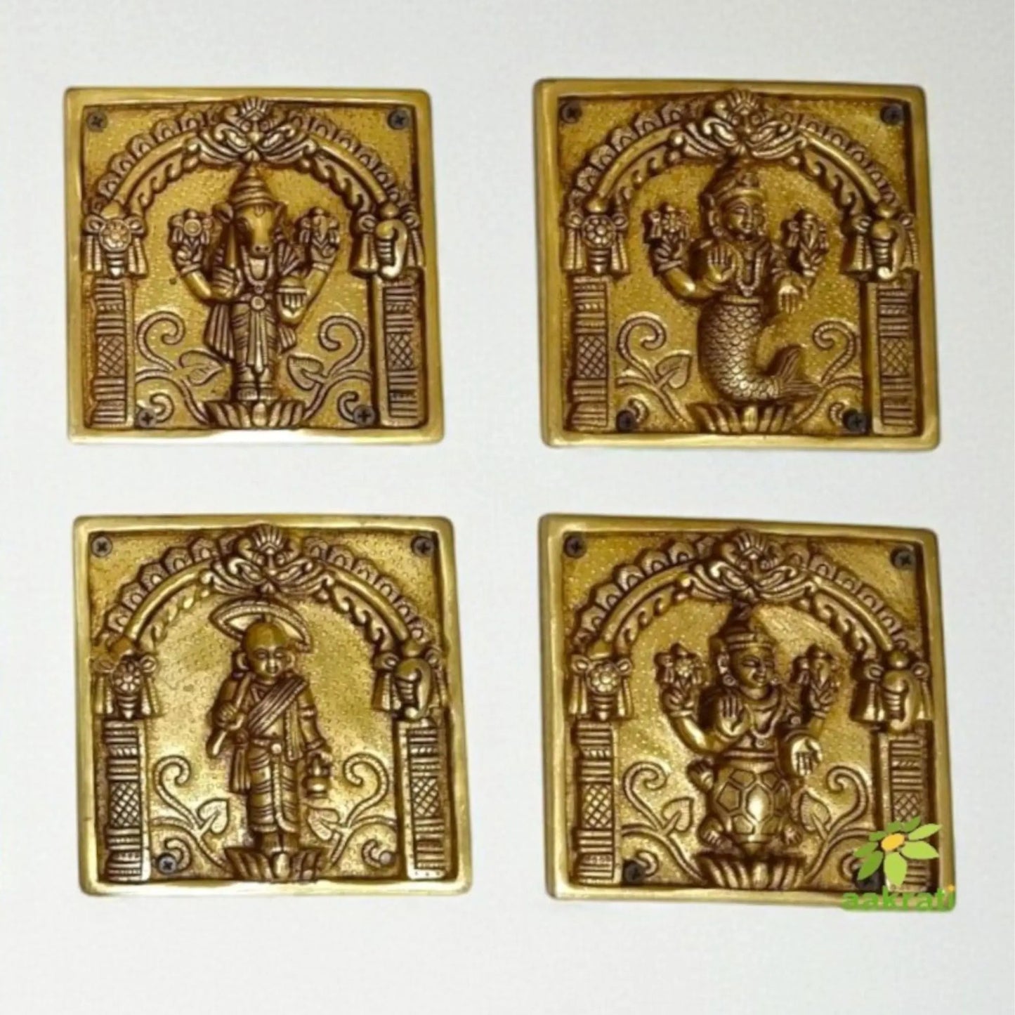 "Handcrafted Brass Dashavatar Wall Hanging | "Premium Brass Dashavatar Wall Art | ndian Handicraft Decor"(Yellow 5.9 inch)