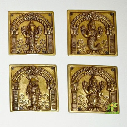 "Handcrafted Brass Dashavatar Wall Hanging | "Premium Brass Dashavatar Wall Art | ndian Handicraft Decor"(Yellow 5.9 inch)