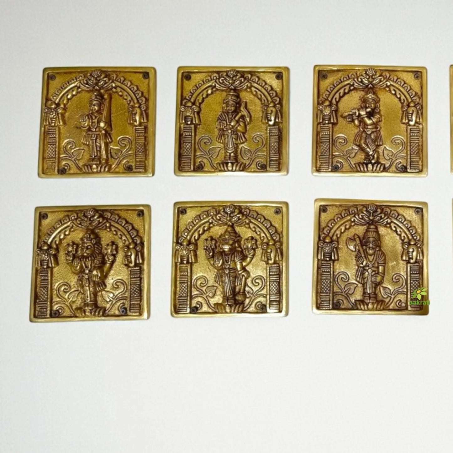 "Handcrafted Brass Dashavatar Wall Hanging | "Premium Brass Dashavatar Wall Art | ndian Handicraft Decor"(Yellow 5.9 inch)