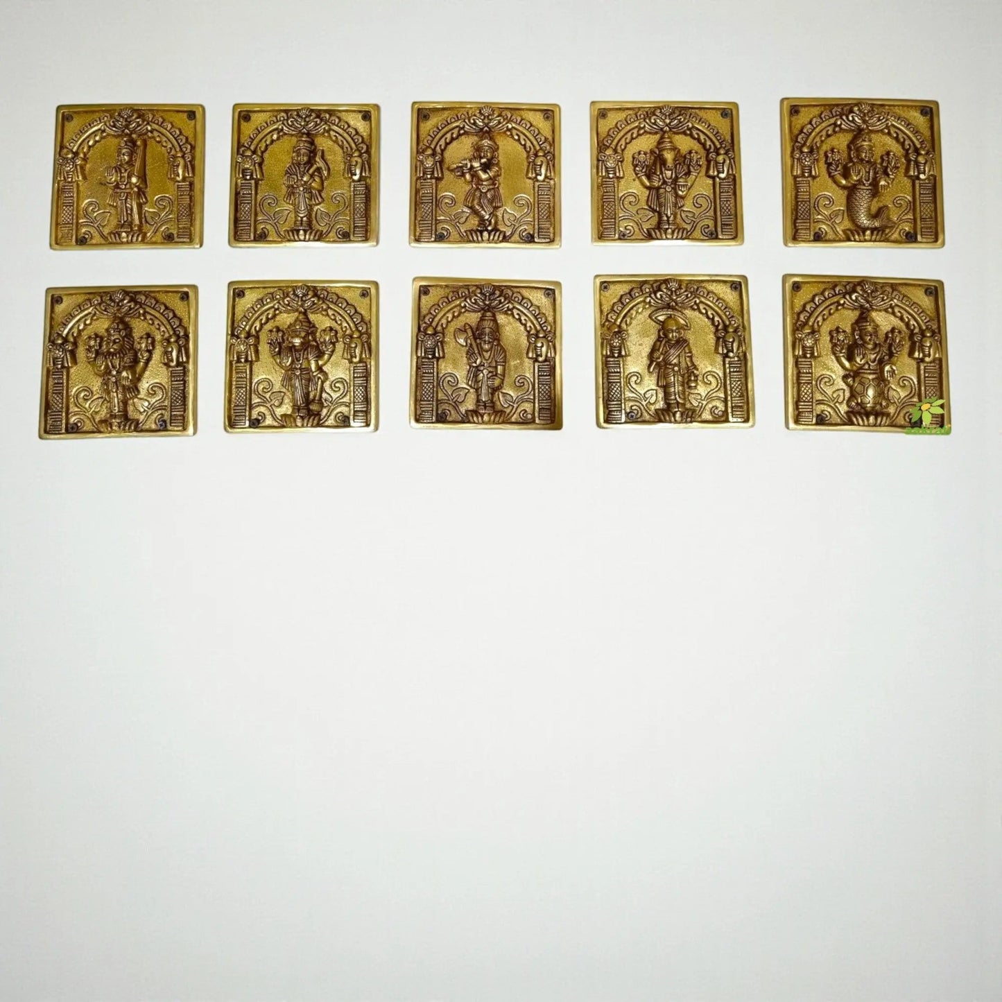 "Handcrafted Brass Dashavatar Wall Hanging | "Premium Brass Dashavatar Wall Art | ndian Handicraft Decor"(Yellow 5.9 inch)