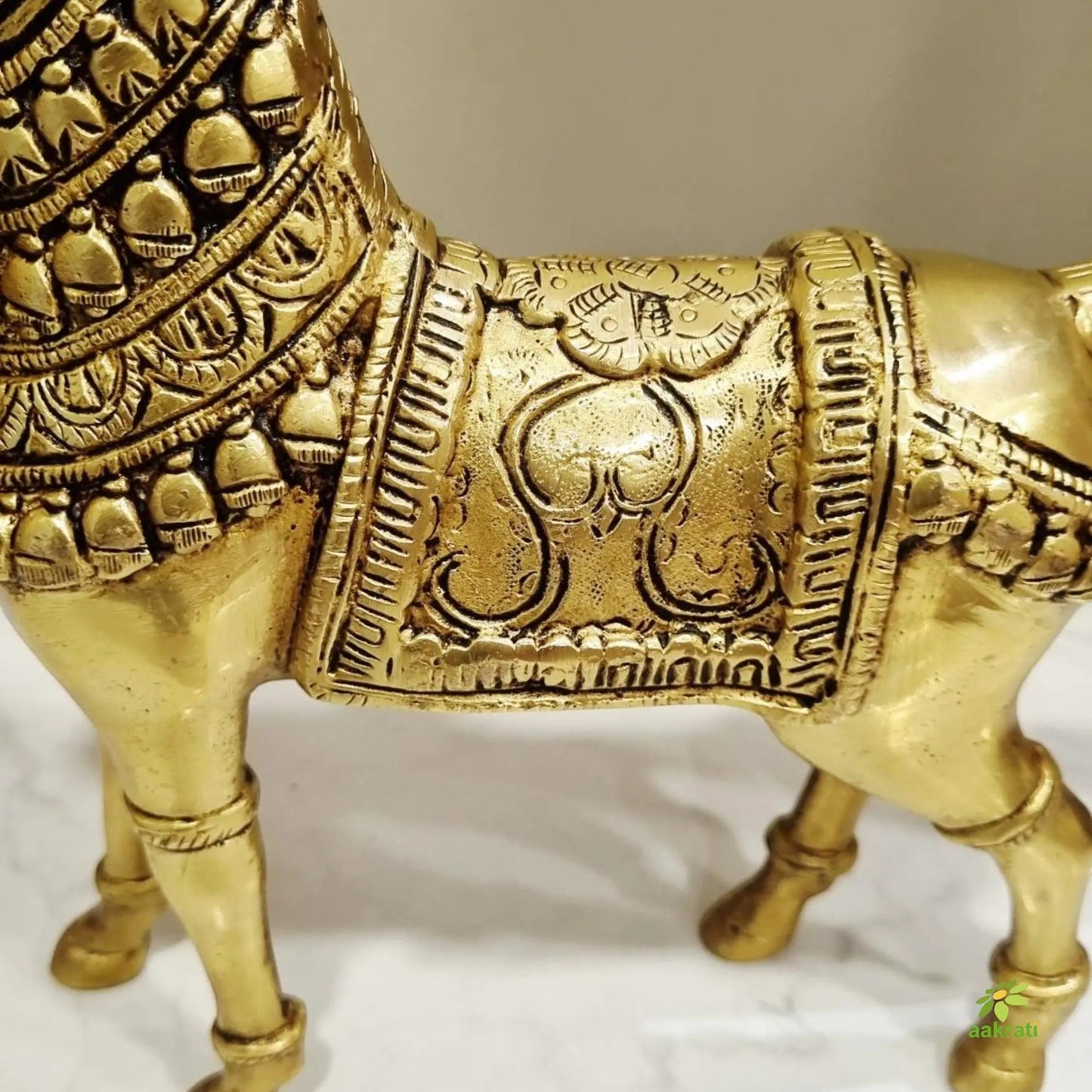 "Pure Brass Horse Statue Table Decor | "Premium Brass Horse Figurine | Table decor (Yellow 9 inch)