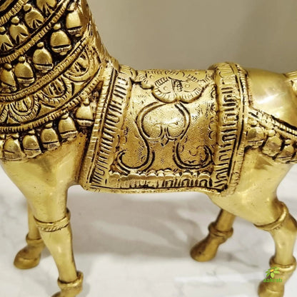 "Pure Brass Horse Statue Table Decor | "Premium Brass Horse Figurine | Table decor (Yellow 9 inch)