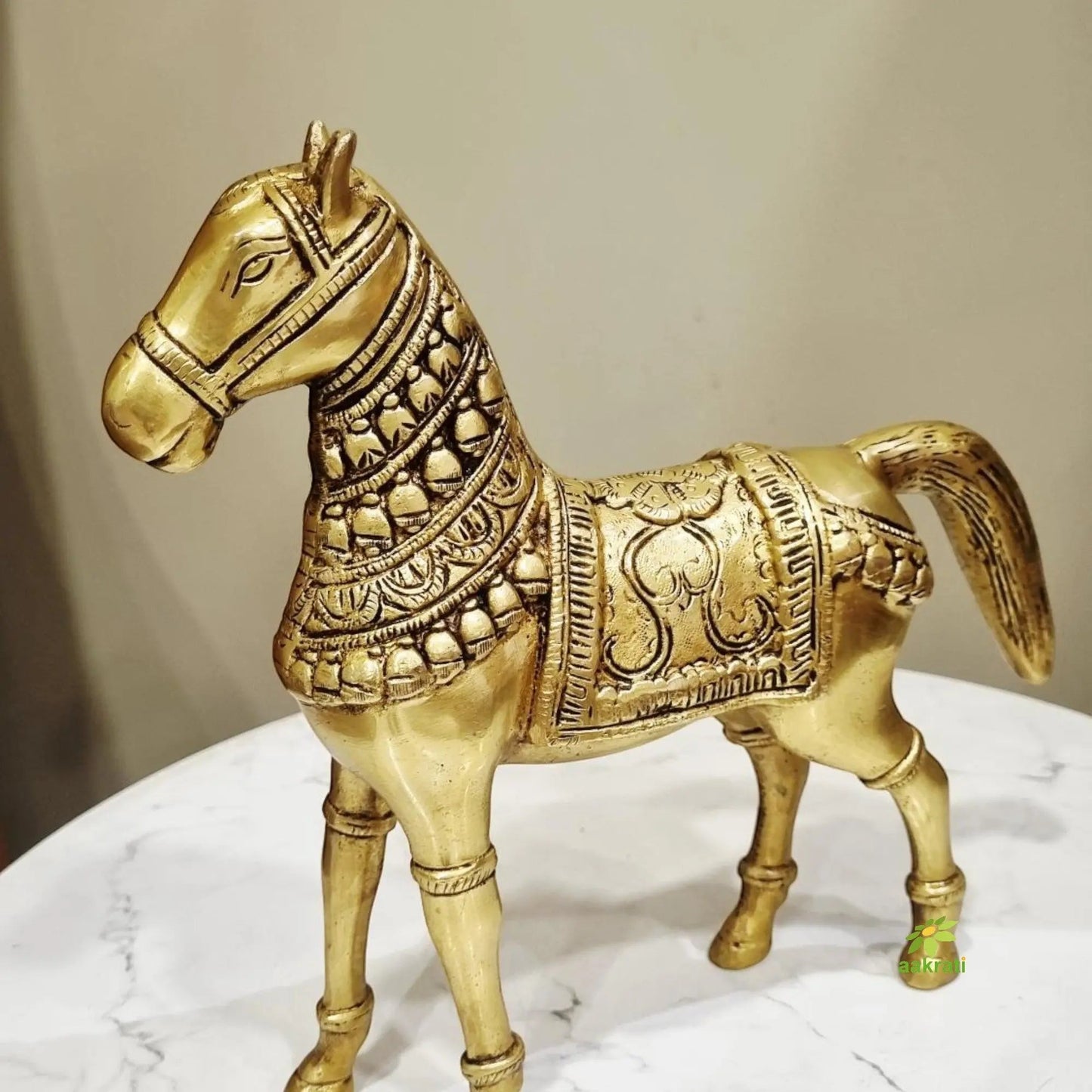 "Pure Brass Horse Statue Table Decor | "Premium Brass Horse Figurine | Table decor (Yellow 9 inch)