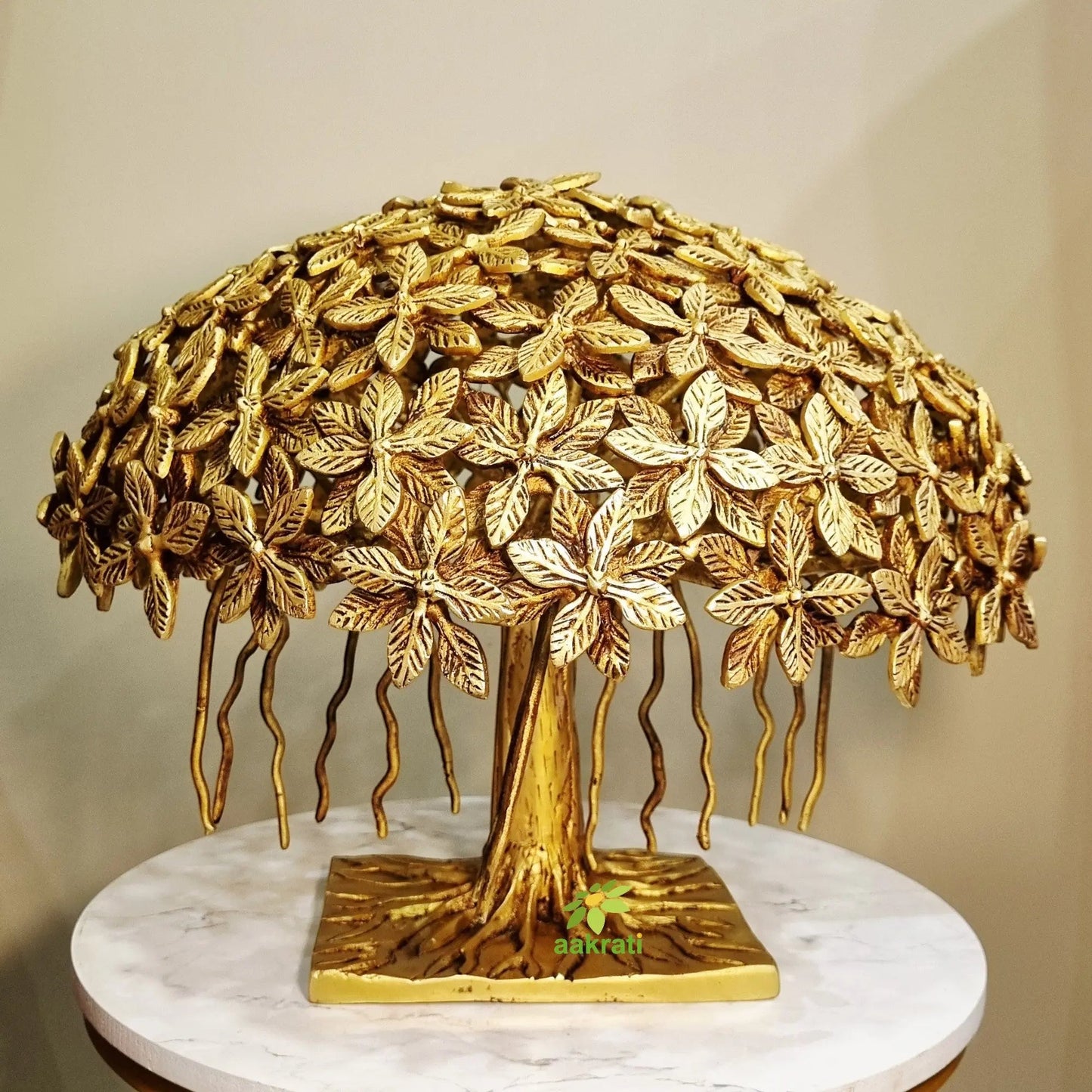 "Pure Brass Tree Table Decor | "Luxury Brass Tree Table Sculpture | "Premium Brass Tree Figurine | (Yellow 12 inch)