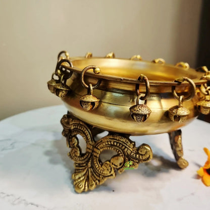 Handcrafted Brass Urli for Decoration | Brass Urli for Diwali & Festive Gifting | Brass Urli (Yellow, 4.5 Inch)