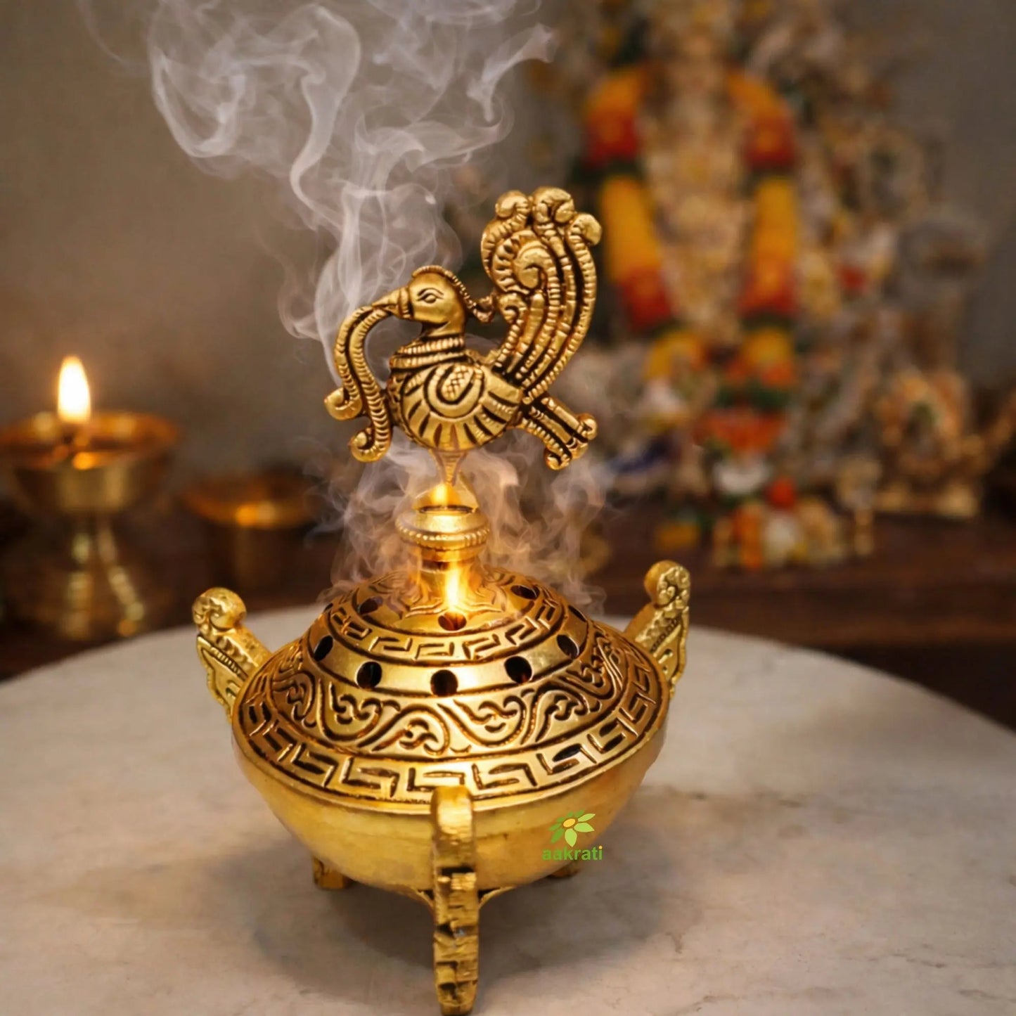 Brass Dhoop Daani for Pooja | Handcrafted Incense Burner for Pooja |Handcrafted Brass Dhoop Daani (Yellow, 6 Inch)