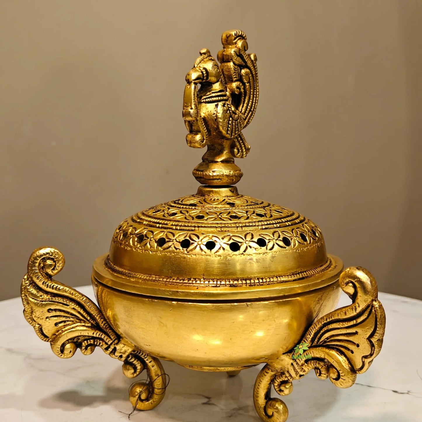 Brass Dhoop Daani For Pooja| Loban Holder| Puja Article| Elegance Made By kafalo (Yellow,7.5 Inch)