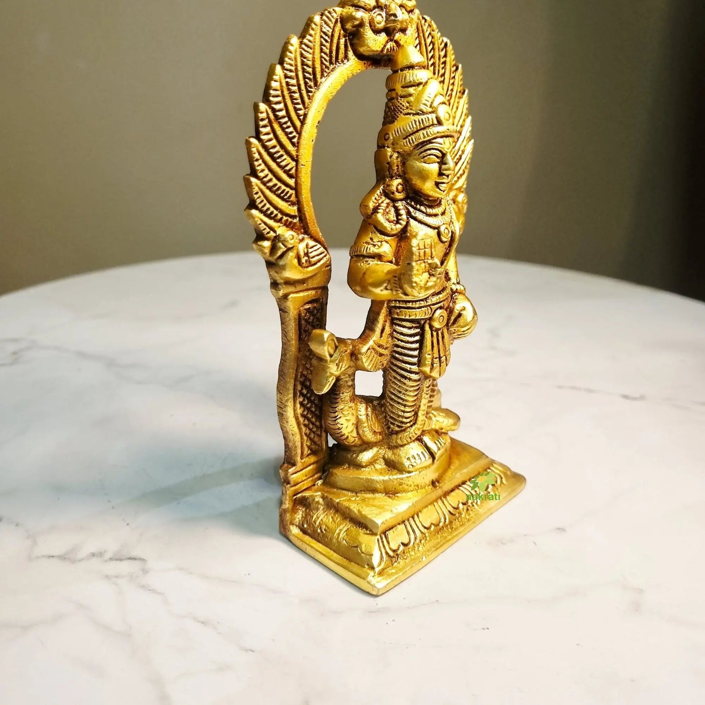 Traditional Brass Murugan Statue | Sacred Lord Kartikeya Hindu Statue | Brass Murugan Idol for Home (Yellow, 5.2 Inches)