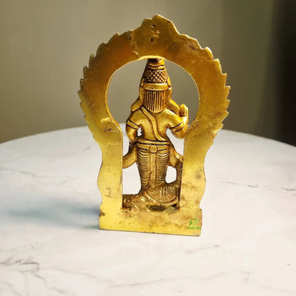 Traditional Brass Murugan Statue | Sacred Lord Kartikeya Hindu Statue | Brass Murugan Idol for Home (Yellow, 5.2 Inches)