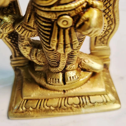 Traditional Brass Murugan Statue | Sacred Lord Kartikeya Hindu Statue | Brass Murugan Idol for Home (Yellow, 5.2 Inches)
