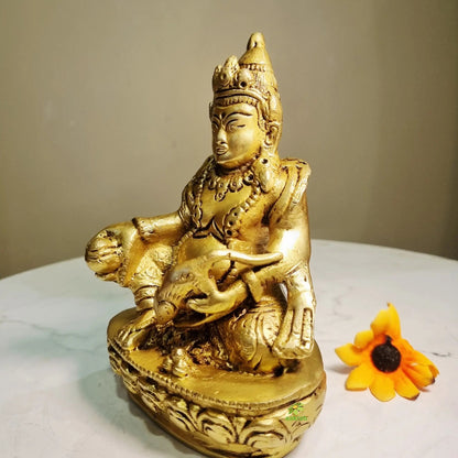 Brass Kuber Idol | Ideal for Daily Worship & Festivals | Brass Kuber Idol for Diwali Gifting (Yellow, 5.9 Inches)
