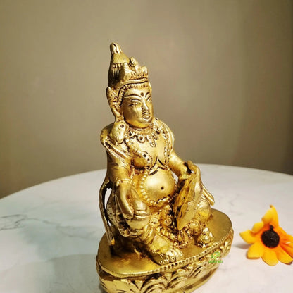 Brass Kuber Idol | Ideal for Daily Worship & Festivals | Brass Kuber Idol for Diwali Gifting (Yellow, 5.9 Inches)