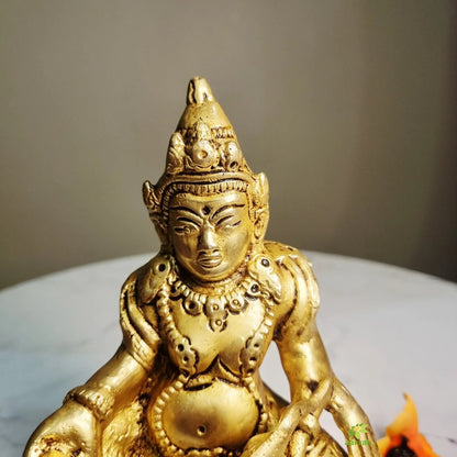 Brass Kuber Idol | Ideal for Daily Worship & Festivals | Brass Kuber Idol for Diwali Gifting (Yellow, 5.9 Inches)