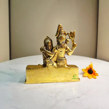 Brass Shiva Parvati Idol | Traditional Hindu Murti for Housewarming | Traditional Brass Shiva Parvati Murti (Yellow, 4.5 Inches)