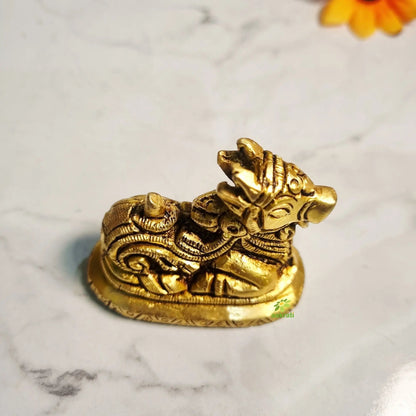 Brass Nandi Idol for Home Pooja | Traditional Brass Nandi Murti | Nandi Idol (Yellow, 1.5 Inches)