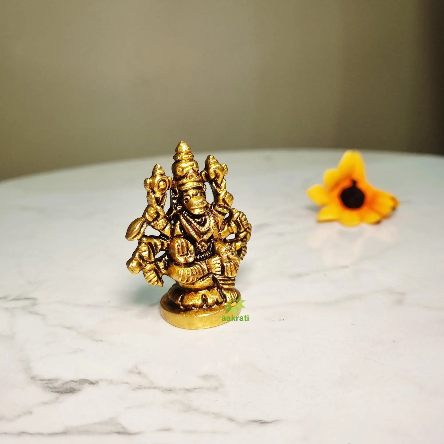 Brass Varahi Idol | Varahi Statue for Temple |  Brass Varahi Amman Murti (Yellow, 1 Inches)