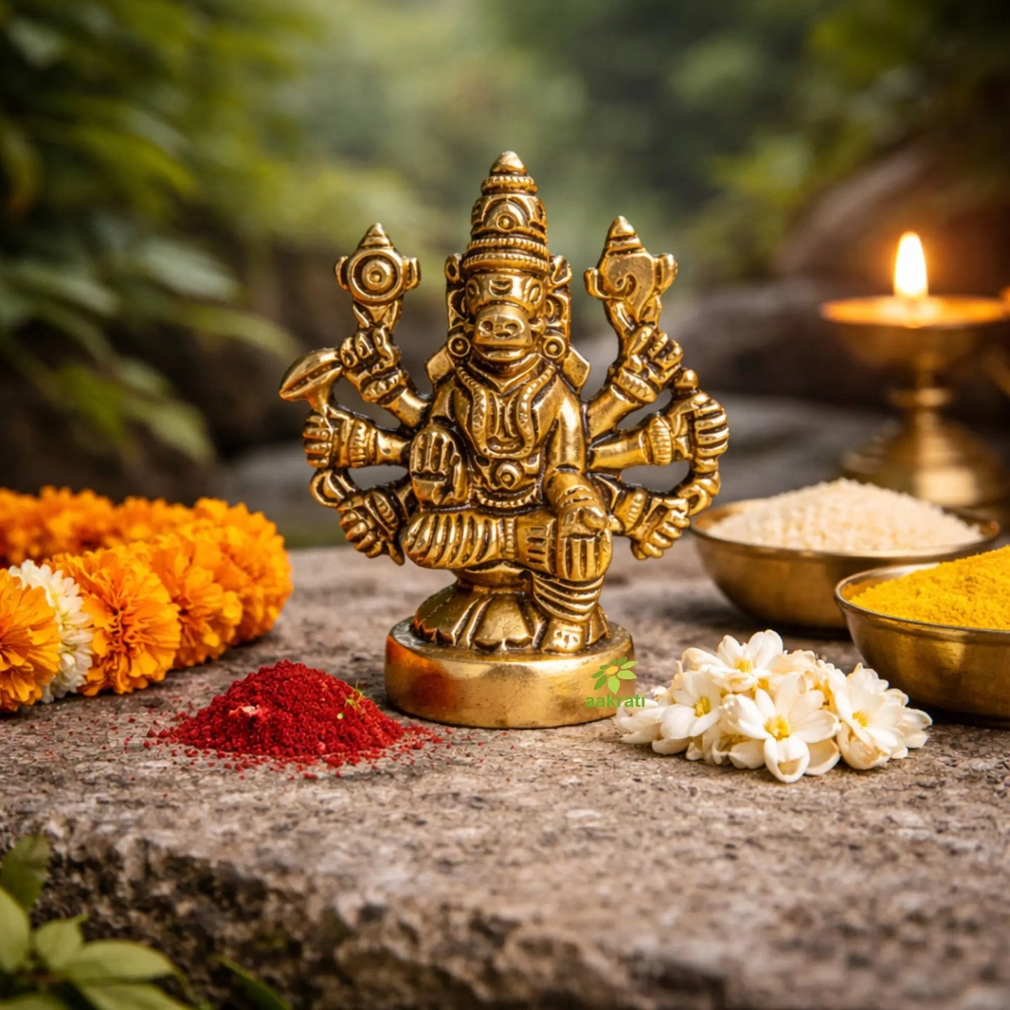 Brass Varahi Idol | Varahi Idol for Spiritual Gifting |  Brass Varahi Amman Murti (Yellow, 1.2 Inches)