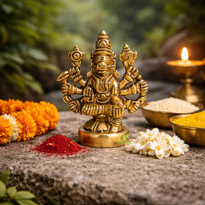 Brass Varahi Idol | Varahi Idol for Spiritual Gifting |  Brass Varahi Amman Murti (Yellow, 1.2 Inches)