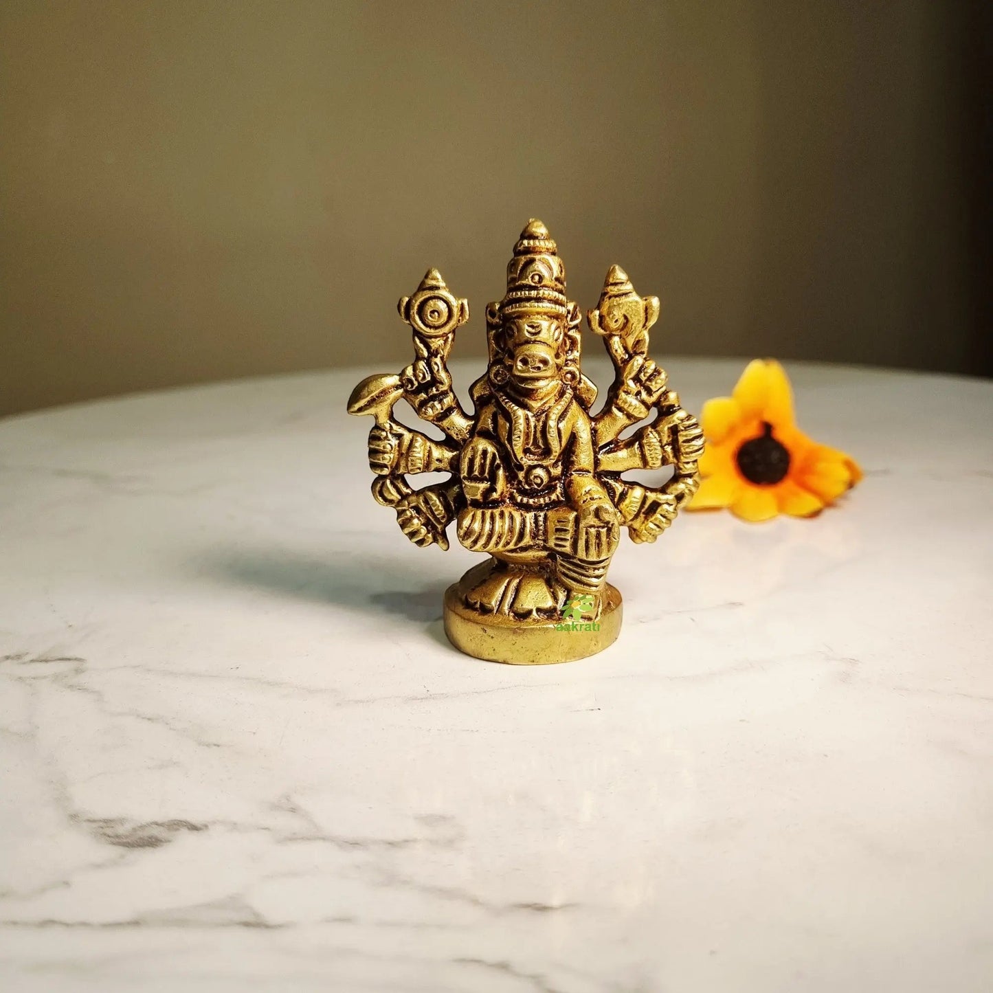 Brass Varahi Idol | Varahi Idol for Spiritual Gifting |  Brass Varahi Amman Murti (Yellow, 1.2 Inches)