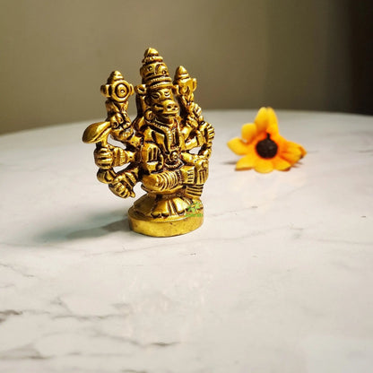 Brass Varahi Idol | Varahi Idol for Spiritual Gifting |  Brass Varahi Amman Murti (Yellow, 1.2 Inches)
