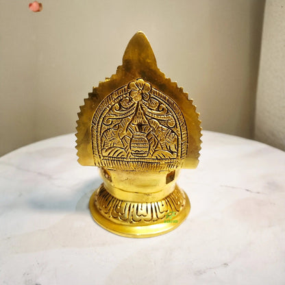 Brass Ashta Lakshmi Diya for Pooja | Ideal for Daily Worship & Festivals | Brass Ashta Lakshmi Diya Lamp (Yellow, 5 Inches)