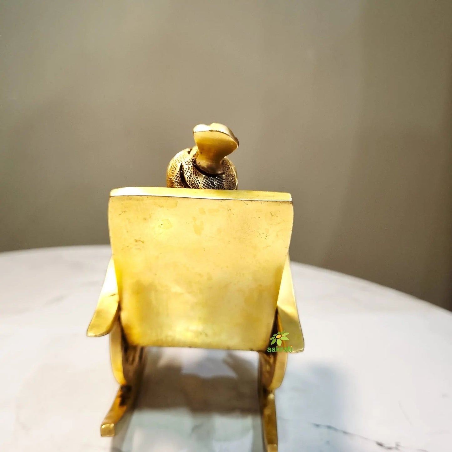 Brass Ganesh Statue | Sitting on chair for blessing & Prosperity | Brass Ganesha Murti|( Yellow, 4.5 inch)